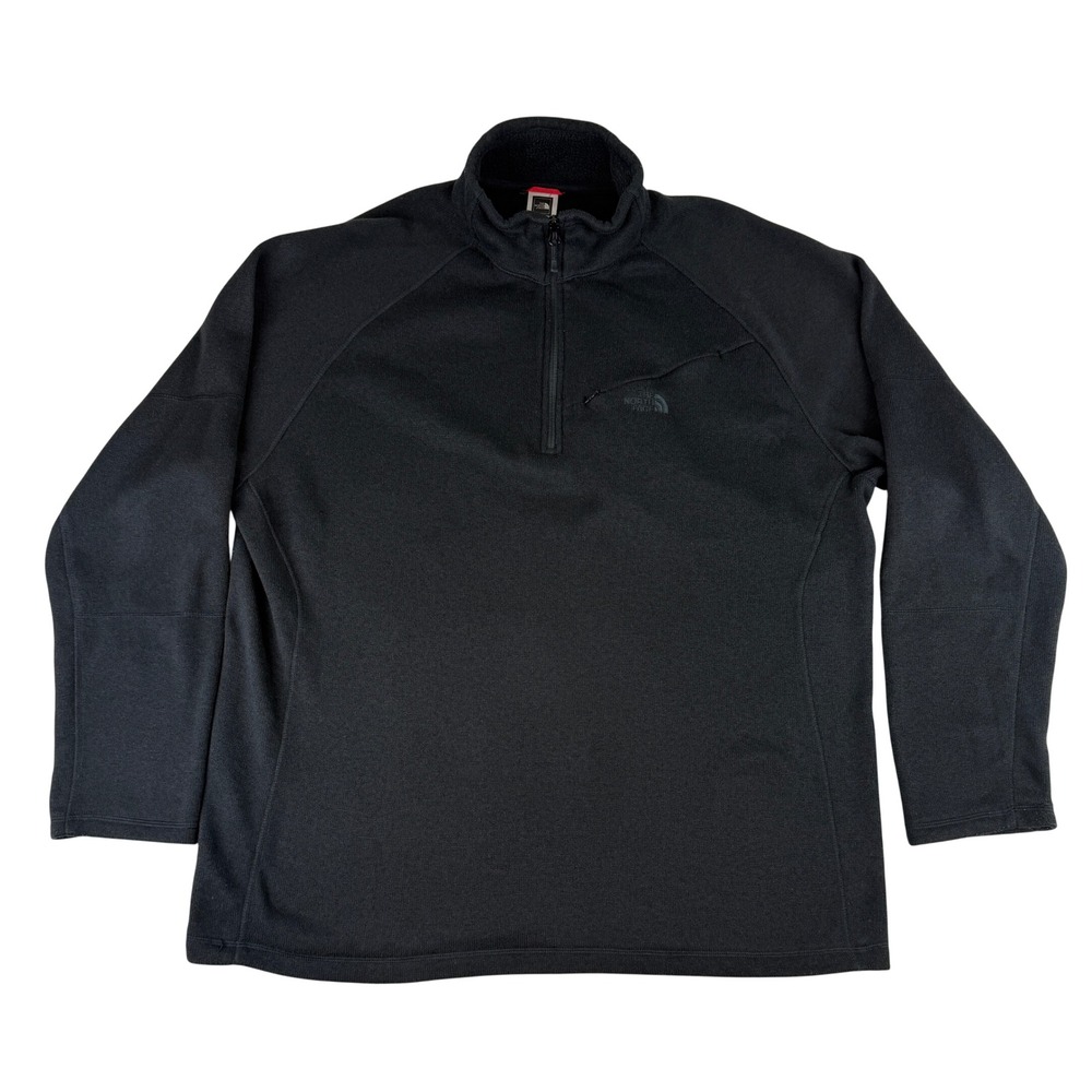 The North Face Fleece Pullover Mens XXL Black Quarter Zip Chest Pocket